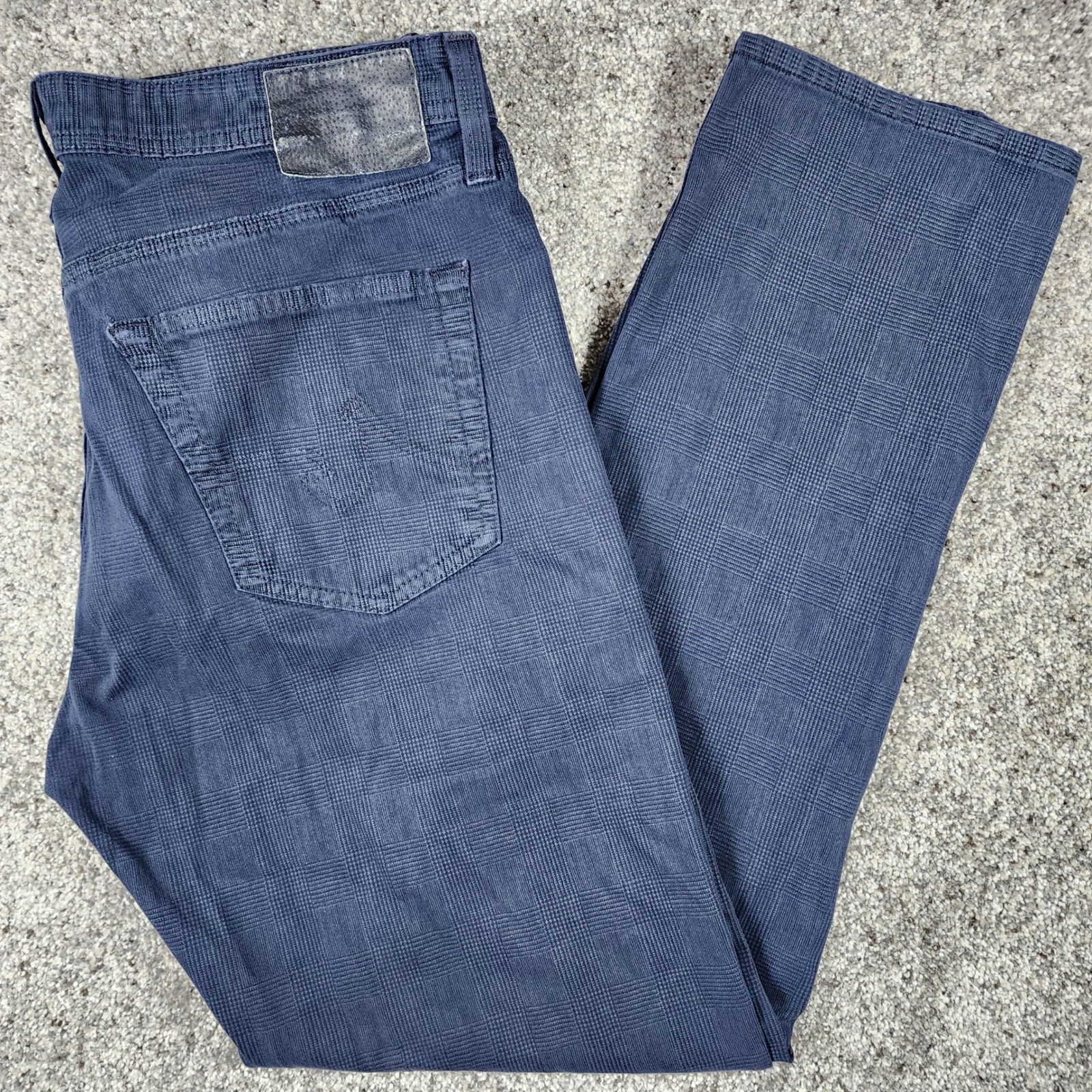 Ag Adriano Goldschmied Pants Mens 34x34 Everett Slim Straight Plaid Navy Euc